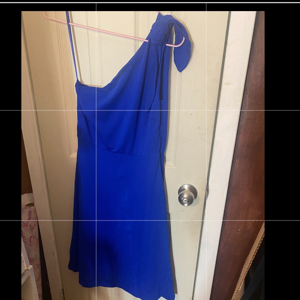 Banana republic one shoulder tie/ bow blue dress